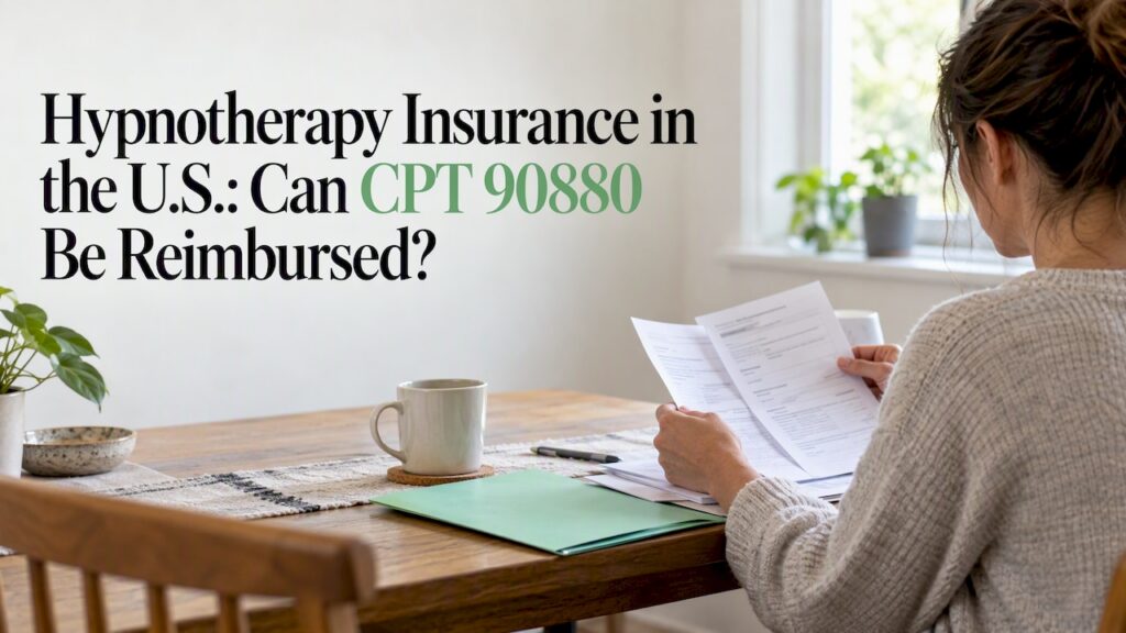 Adult reviewing hypnotherapy insurance paperwork