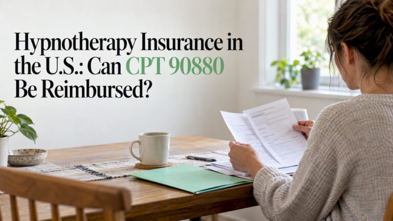 Adult reviewing hypnotherapy insurance paperwork